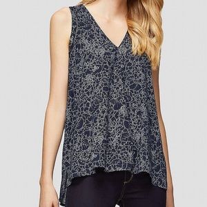 Joe Fresh Blue V-Neck Floral-Print Tank